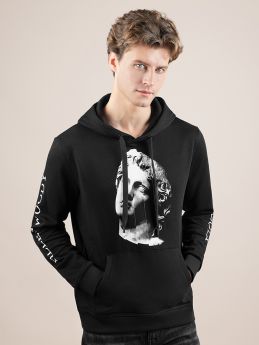 Hooded Sweatshirt in Cotton-Blend with New-Season Sculpture Print