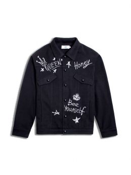 Relaxed-fit Cotton Jacket with Letter Embroidery
