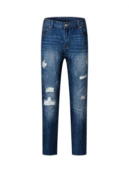 Slim-fit Stretch-type Ripped Patch Jeans