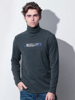 Turtleneck Cotton Sweater with Spelling Logo