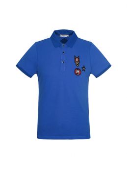 Mens Slim-fit Badge Polo Shirt with Printing