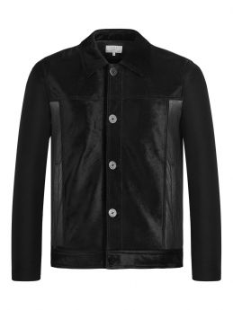 Slim-fit leather Aviator Jacket with Sheep Skin