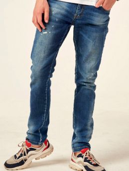 Jeans slim fit in denim di cotone stretch blu