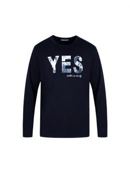 Long-sleeved Cotton T-shirt with Logo Print