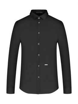 Slim-fit Shirt in Cotton with Metal Logo Plate