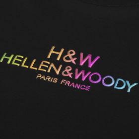 Hellen&Woody 21SS New Arrival Luxury Tide Brand Men's Fit Slim Color Word Logo Special Printing Design Short Sleeve T-Shirt