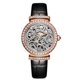 OBLVLO Design Women Fashion Skeleton Automatic Watches Luxury Female Wrist Watch Leather Strap BM-PW