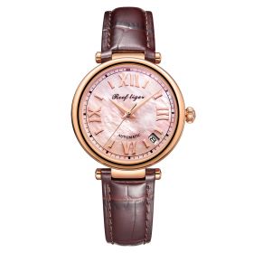 Reef Tiger Love Luthier Ultra Thin Pink Dial Leather Strap Automatic Watches RGA1595-PPW