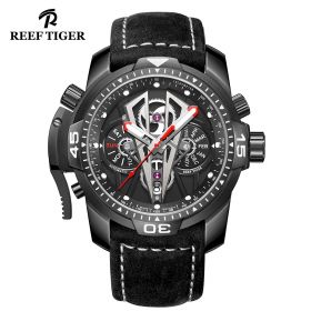 Reef Tiger Aurora Concept II Black Steel Multi-functional Mechanical Automatic Watches RGA3591